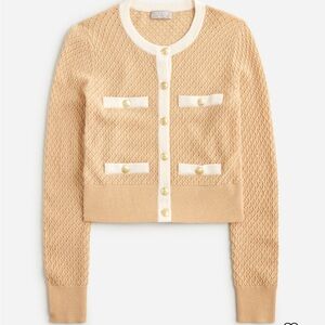 J. Crew Tan and Cream Textured Cardigan